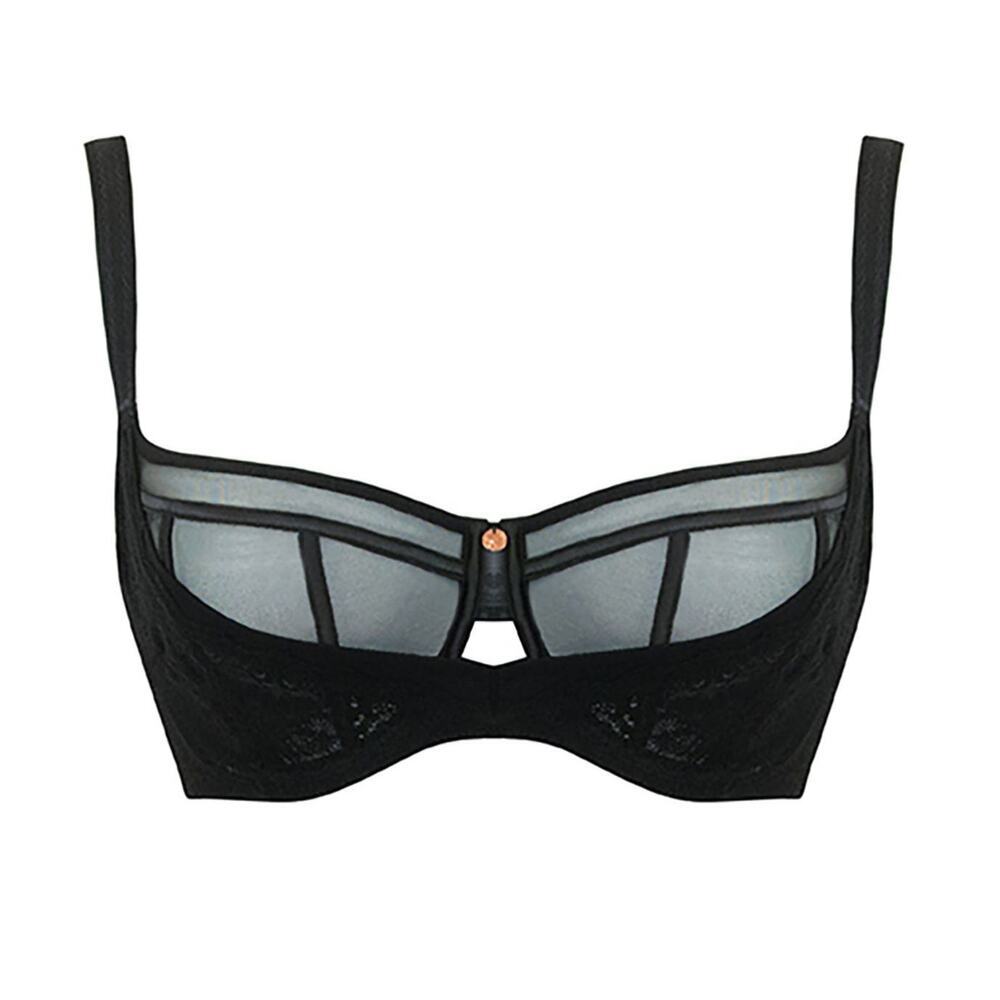 Curvy Kate Scantilly Peek-A-Boo Lace Balcony Bra size 30L Black New
